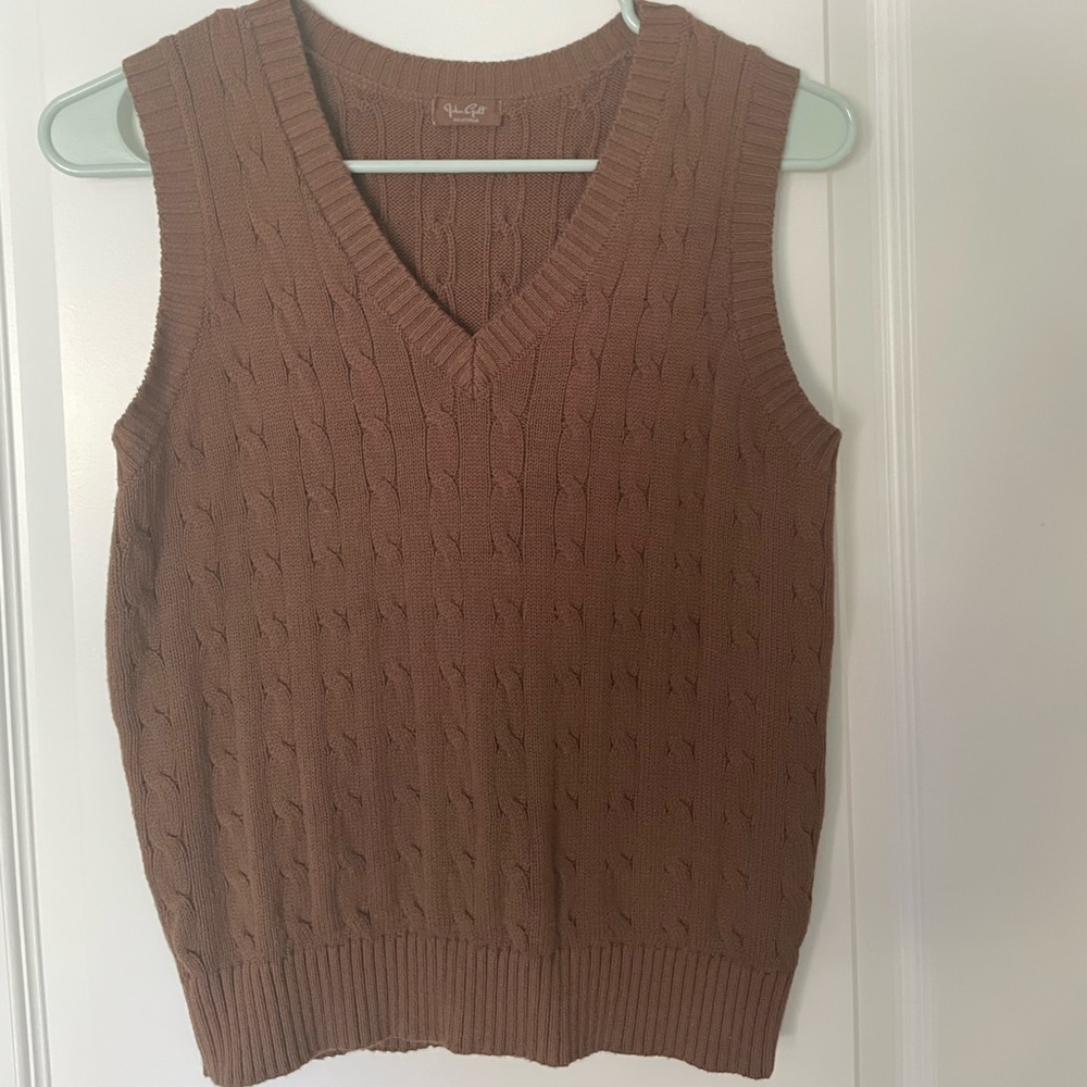 Brown v-neck sweater vest